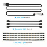 4x50CM USB 5V RGB LED Strip Background Light Remote Kit For TV Computer Lamp, LED lights, Zogies Deals