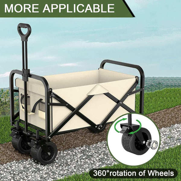 Folding Wagon Carts Collapsible Beach Wagon With Big Wheels For Sand 330lbs Capacity, cargo wagon, Zogies Deals