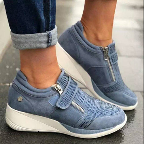 Canvas Shoes Lovely Round Head Thick Bottom Rhinestone Velcro Single Shoes Mary Jane Women's Style, womens shoes, Zogies Deals