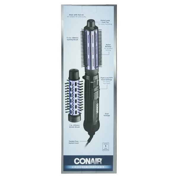 Conair 2-in-1 Hot Air Curling Combo, Includes 1.5-inch Curl Brush and 1.0-inch Aluminum Bristle Brush CD160NN - Zogies Deals