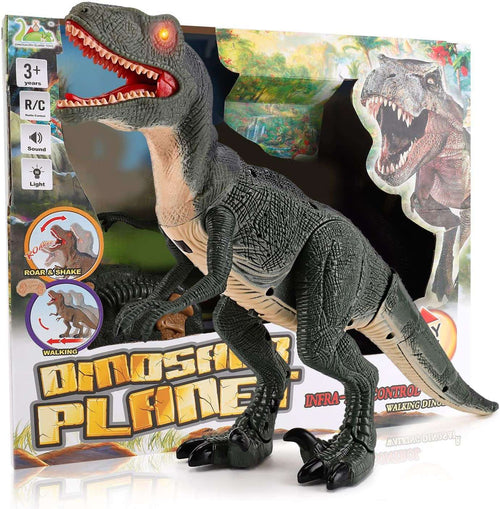 Remote Control R C Walking Dinosaur Toy With Shaking Head,Light Up Eyes & Sounds ,Velociraptor,Gift For Kids Amazon Platform Banned, toy dinosaur, Zogies Deals